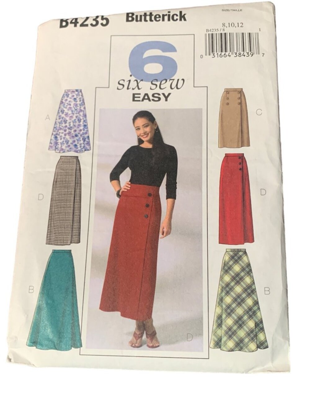 Butterick B4235 Misses Skirts Pattern Size 8 10 12 Long Midi Length Uncut